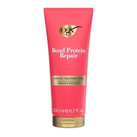 OGX Repair & Protect Bond Protein Repair Mascarilla de Tratamiento de 1 Minuto, mascarilla capilar de acondicionamiento profundo que repara rápidamente para cabello brillante y suave que dura entre