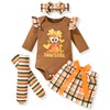 fioukiay My First Thanksgiving Baby Girls Outfit Turkey Romper Short