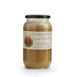 Organic Lehua and Cinnamon Raw Honey by Big Island Bees (Large 47 oz Glass Jar)