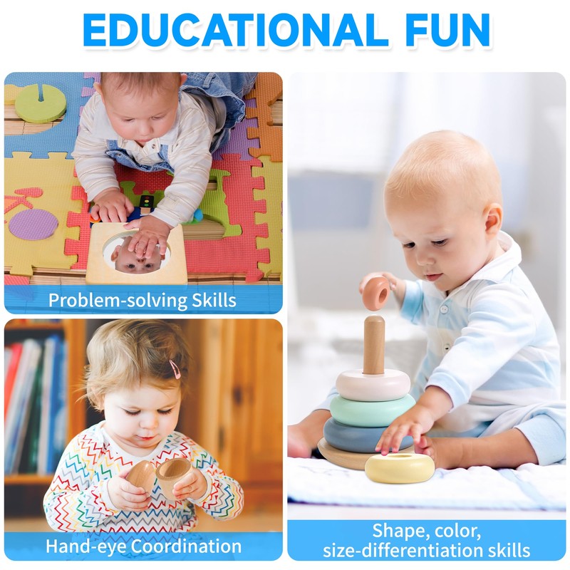 WOODMAM Montessori Toys for Babies 6-12 Months, 9 in 1