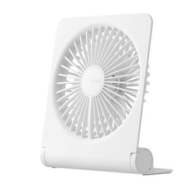 JISULIFE Small Desk Fan, Portable Travel with 2000mAh Battery, USB Rechargeable Folding Design for Flexibility, Strong Quiet Wind with 4 Speed Modes, Ideal Gifts for Office/Home/Camping - White