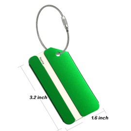 Aluminum Luggage Tags, Luggage Tag Holders for Travel Luggage Baggage Identifier by Ovener (2Pack Green)