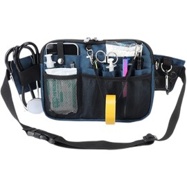 Nurse Organizer Fanny Pack Waist Bag with Multiple Compartments and Tape Holder for Medical Scissors Grooming Kit (Navy)