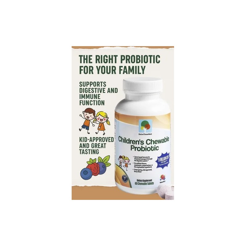 Raise Them Well Probiótico Niños 60 Tabletas Masticables