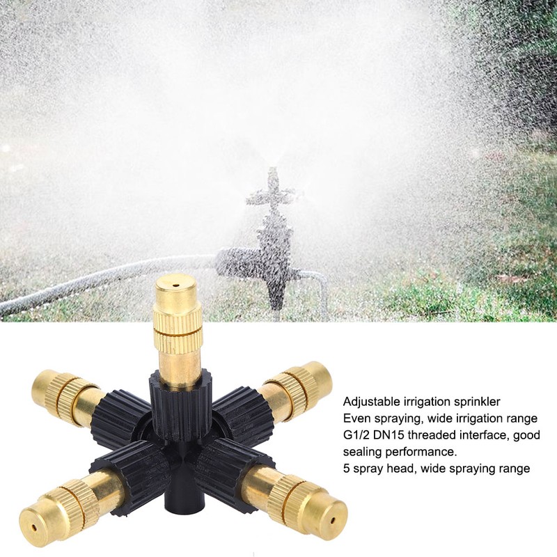 5Pcs G1/2 DN15 Copper Adjustable Misting Sprayer Nozzle Garden Irrigation