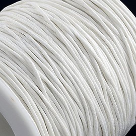 CABODYALS 91.4M 1mm White Waxed Cotton Cord Smooth Soft Macrame Beading String Round Wax Thread Cords Bulk Rolls with Spool for Sewing Making Bracelet Jewellery Knotting Quilting Diy Art Decor Crafts
