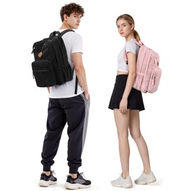 ZORFIN 26L Backpack for College, and Travel: Corduroy Bookbag - Black