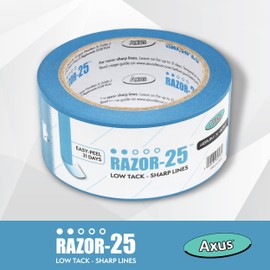 Axus Decor Razor-25 Low Tack Masking Tape - 48mm x 40m - Low Tack Tape For Recently Painted Surfaces, Residue Free Removal, For Painting Decoration & DIY Projects, Blue