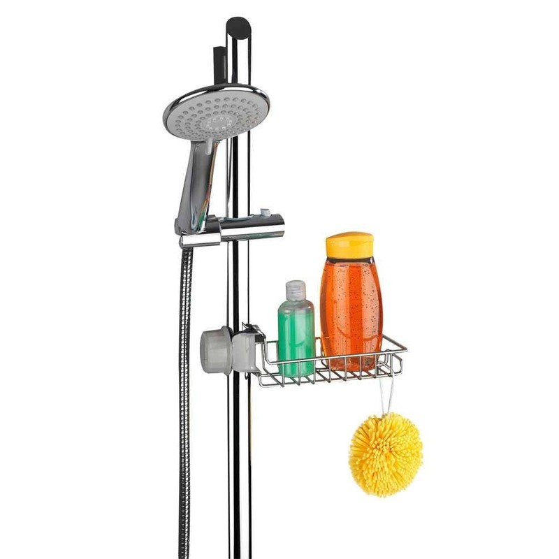WENKO Maximex Duschablage Edelstahl, montierbar ohne bohren an die Duschstange,