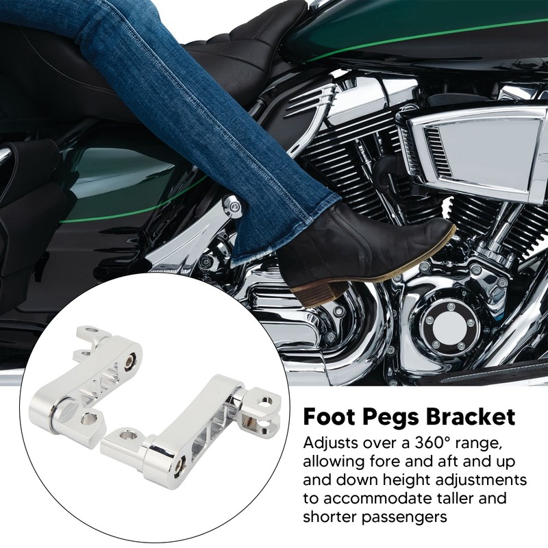 Motorcycle Foot Peg Highway Bracket 360° Adjustable Rugged Foot Peg