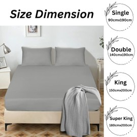 APEX FURNISHINGS Silver Grey Fitted Sheets King Size Easy Care 100% Egyptian Cotton Fabric Breathable 300 Thread Count Bed Sheets(150x200cm)