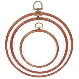 Hilitchi 3Pcs Circle Imitated Wood Embroidery Frame Circle Imitated Wood Frame Imitated Wood Cross Stitch Embroidery Ring for Art Craft Sewing Decoration Showcasing