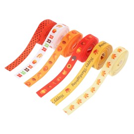 Beavorty 6 Rolls Fall Ribbon for DIY Crafting Thanksgiving Decor Durable Pumpkin Maple Leaf Design Easy to Shape for Wrapping Holiday Decorations