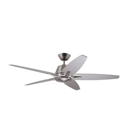 Luminance CF500SBS Kathy Ireland Home Euclid Ceiling Fan with 4-Speed Wall Control | Light Kit Adaptable | 56 Inch Modern Fixture with 4 Reversible Blades, Brushed Steel