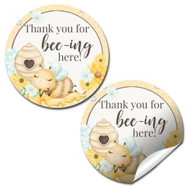 Honey Bee Baby Shower Thank You Stickers for Boys - 40 2" Round Circle Labels - Bee Themed Party Favor Stickers, Gift Bag Labels & Envelope Seals by Amanda Creation