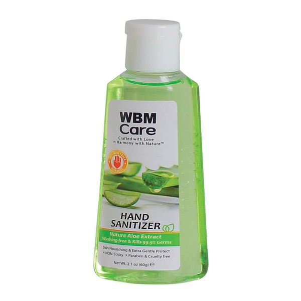 WBM Care Hand Sanitizer With Natural Aloe Extract,Skin Nourishing,2.1 Fluid Ounce,8617
