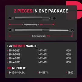 6802 11in/100Lbs (445N) Hood Struts Lift Supports Car Hood Holder BDFHYK Gas Spring for Infiniti Q50 2014-2021, 2 Pcs