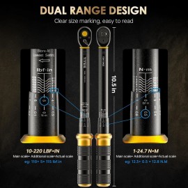 Unbranded Upgrade 1/4" Drive Torque Wrench, 10-220 in.lb/1-24.9 Nm, Small Inch Pound Torqu