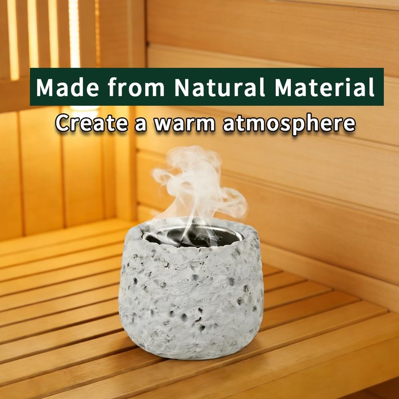 Sauna Aromatherapy Stone Cup with 2 Unique steam Hats, Round