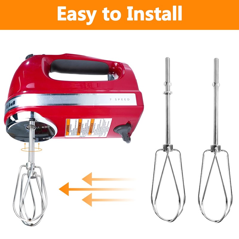 Hand Mixer Whisk Stainless Steel Attachments Compatible with Kitchen Aid