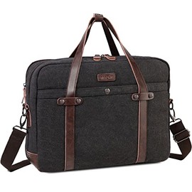 Laptop Bag for Men,Vaschy Vintage Canvas Water Resistant 15.6 inch Messenger Bag Business Briefcase Shoulder Bag Gray