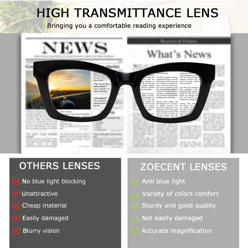 ZOECENT 6 Pack Reading Glasses for Women Blue Light Blocking