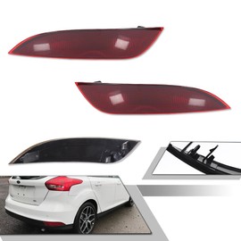 GTINTHEBOX Red Lens Rear Bumper Reflector Light Housings Assembly Compatible with 2015 2016 2017 2018 Ford Focus Hatchback