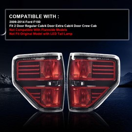 G-PLUS Pickup Rear Tail Lights Compatible With 2009-2014 Ford F150 2/4 Door (Not Fit Flareside Models,Not Fit Ogriginal Model with LED Tail Lamp) Brake Lamps luces traseras, faros traserosAssembly