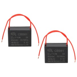 PATIKIL 12uF 450 V CBB61 Capacitor, 2Pcs Ceiling Fan Capacitor Motor Starting Capacitor Metalized Polypropylene Film Capacitors for Ceiling Fan Motor, Black