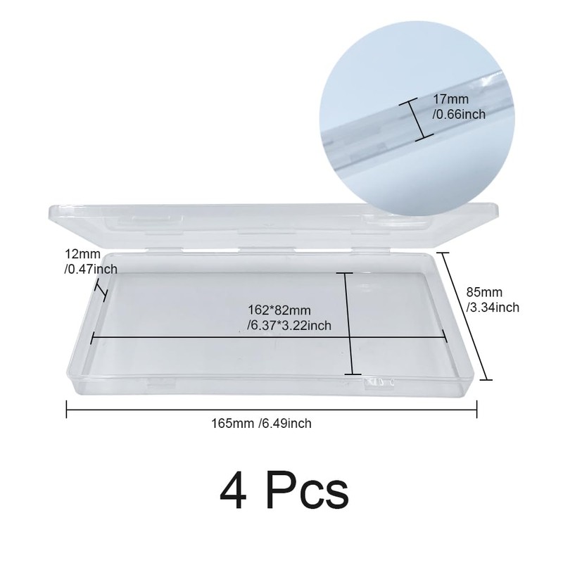WYAN 4 Pcs Storage Boxes,Clear Plastic Beads Storage Containers Box,Rectangle