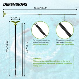 sailpref 8.63' Shallow Water Anchor Pole, Fiberglass Sand Anchor with T-Handle and 316 Stainless Tip, Corrosion-Resistant Shallow Water Anchor for Boats, Beaches, Sandbar(Gloves Included)