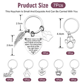 FDGGT 7 Pieces Pet Memorial Keychain,Heart Shaped Keychain,Engraved Keychain,Gift Keychain,Stainless Steel Keychain