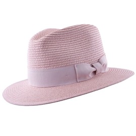 PAPER STRAW CRUSHABLE FOLDABLE SUMMER PANAMA FEDORA HAT WITH BAND IN 6COLOURS (LARGE(59CM), PEACH)