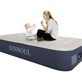 Air Mattress Twin with Built in Pump - 2 Mins Quick Self Inflatable,13"/550lbs Max Blow Up Bed, All Night Stability No Lost Air，No Peculiar Smell for Camping,Home,Guests & Portable Travel - Size: Twin-16"