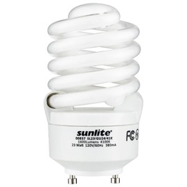Sunlite SL23/GU24/41K Fluorescent 23W (100W Equivalent) CFL Spiral Light Bulbs