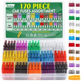 Bolatus 170Pcs Car Fuses Kit, 60 Standard Fuses +110 Mini Blade Fuses 2A 3A 5A 7.5A 10A 15A 20A 25A 30A 35A 40A Mixed Car Fuse assorted for Caravan Motorcycle Truck RV+ Fuse Puller