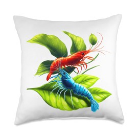 Cherry Shrimp Aquarium Tees Blue Cherry Shrimp Breeder Neocaradina Freshwater Aquarium Throw Pillow, 18x18, Multicolor