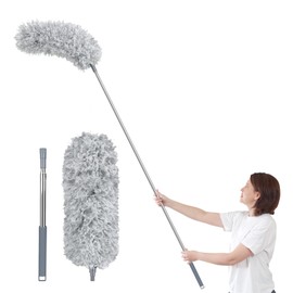 Fogray Telescopic Duster Washable Duster, Long Extendable up to 237 cm, Dust Mop with Telescopic Rod, Dust Magnet, Bendable Dust Catcher, Spider Web Remover for High Ceilings, Ceiling Fan, Grey