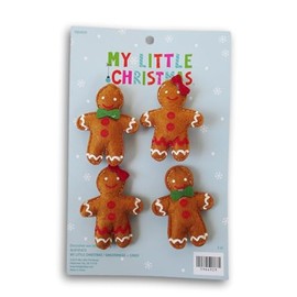 Christmas Puffy Fabric Gingerbread Ornaments - 4 Count