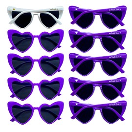 LADY&HOME Hen Party Sunglasses - 10pcs Heart Shaped Bridesmaid Gifts Weddings Sunglasses (Purple)
