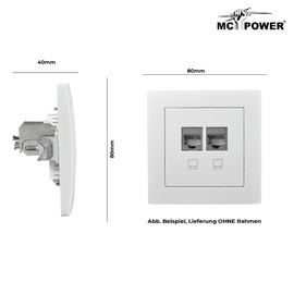 McPower Flair Network Socket | CAT6A, Flush-Mounted, Fully Shielded, 10 Gbps, IP20, 500 MHz, Ideal for Modern Network Installations, White