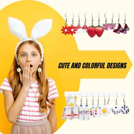 30 Pairs Weird Earrings for Women Multipack, Cute Earrings Set Earring Funny Earring Gummy Bear Earrings Mushroom Earrings Bulk