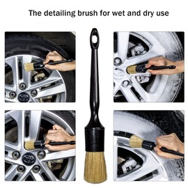 Car Detailing Brushes Set for Cleaning Car Wheel Rim, 3 Pack Automotive Cleaning Brushes Set Wet & Dry Use Scratch Free for Interior Exterior, Leather, Emblem, Wheel, Tire Nut
