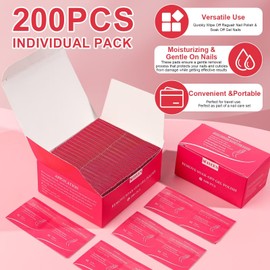 Mayeen Nail Polish Remover Pads 200 Pack Individually Wrapped Acetone Gel Nail Polish Remover Pads Nail Polish Remover Wipes Arcrylic Nails Removal Portable, Moisturizing & Gentle Pads