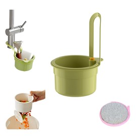 Anpyxun 2025 New Faucet Hanging Strainer & Kitchen Drain Storage Basket - Multi-Purpose Essentials, Food Fruit Vegetable Drain Shelf Sink Storage Holder with Fine Mesh, Includes Sponge Brush (Green)