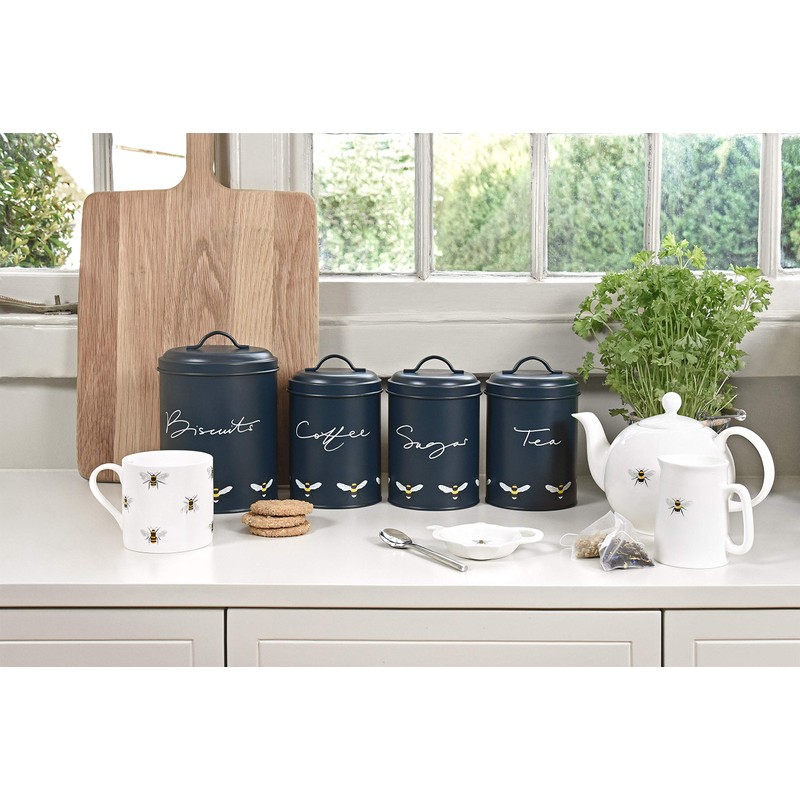 Sophie Allport - Bees Sugar Canister, Storage Tin, Galvanised Steel,