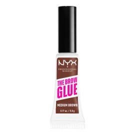 NYX Professional Makeup, The Brow Glue, 5gr. Tono: Medium Brown. Gel fijador de cejas, 16 horas de duración, no pegajoso, sin transferencias, resistente al agua y sin residuos