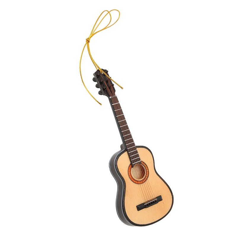 Guitar Model Lifelike Decorative Wooden Miniature Guitar Ornament for Christmas