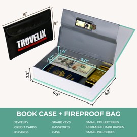 Sekam Book Safe with Combination Lock, Hidden Safe (24 x 15 x 5.5 cm) with Fireproof Bag, Secret Diversion Safe, Hollow Book Box Hidden Storage, Money Safe Box for Cash (Little Women)