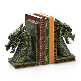 Dragon Bookends for Shelves Set of 2 - Heavy Book Ends Book Supports for Shelves, 4.15 "x 3.25 "x7 Unique Dragon Design Copper（10 Inch）